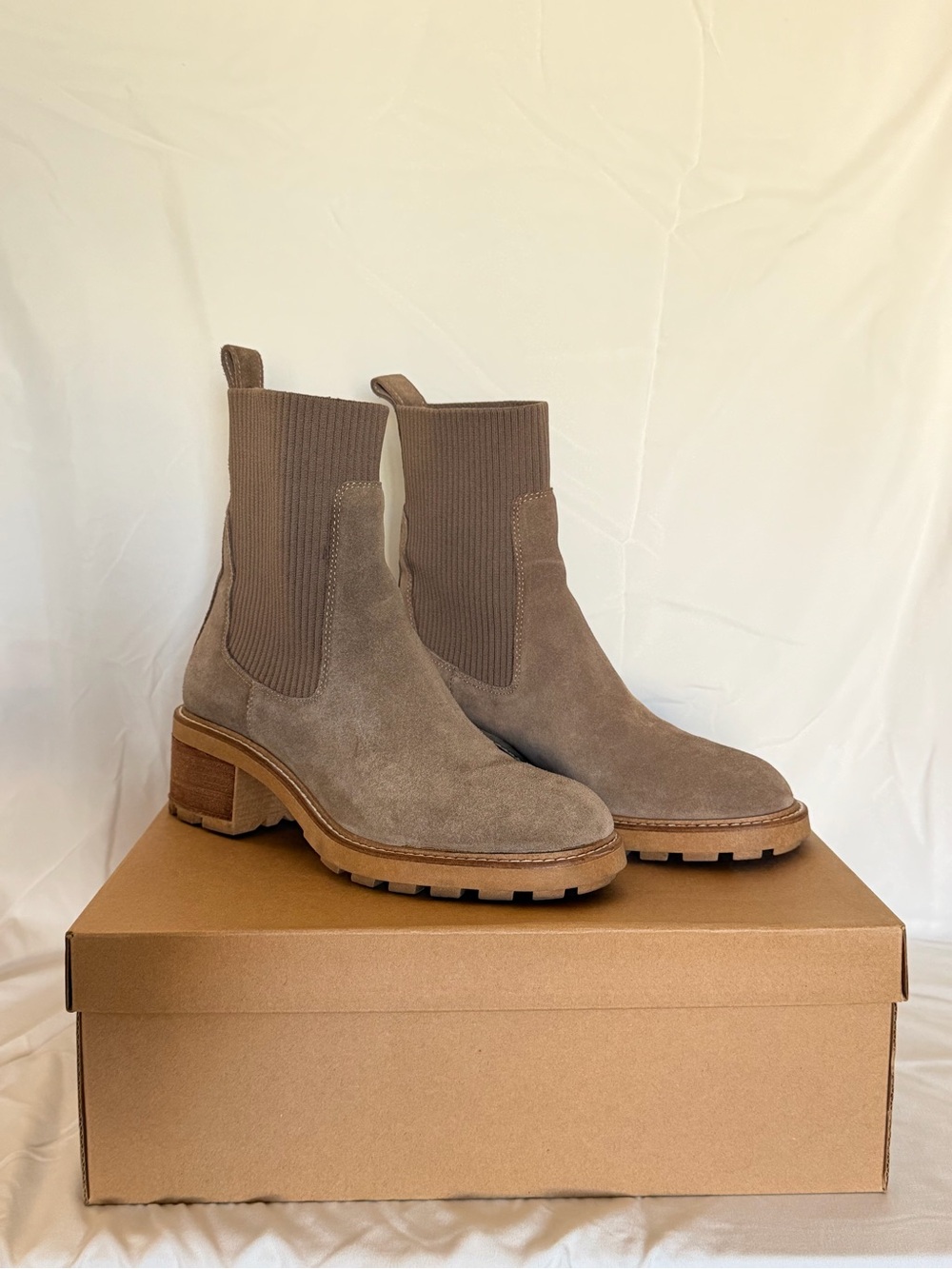Steve Madden Taupe Suede Chelsea Booties - Women's
